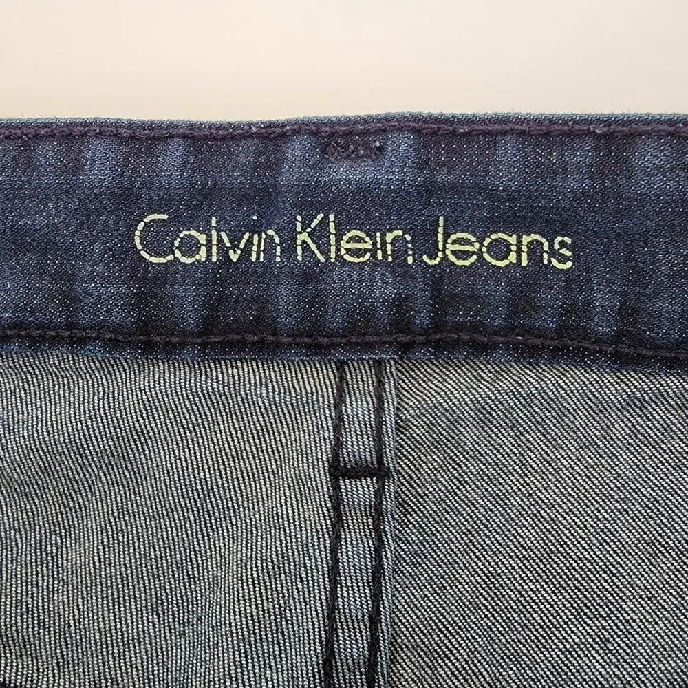 Calvin Klein Jeans Slim Straight Dark Wash Blue Mens Size 36 Cotton Stretch